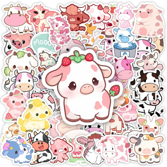 Pack d'autocollants vache kawaii