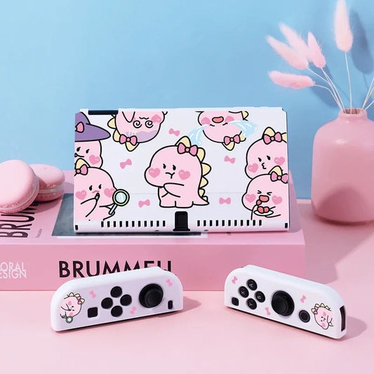 Coque Nintendo Switch Dinosaure rose kawaii