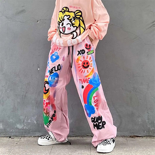 Pantalones de grafiti de Harajuku