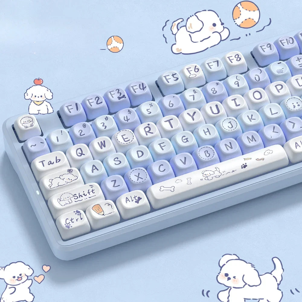 Juego de teclas con forma de cachorro juguetón kawaii