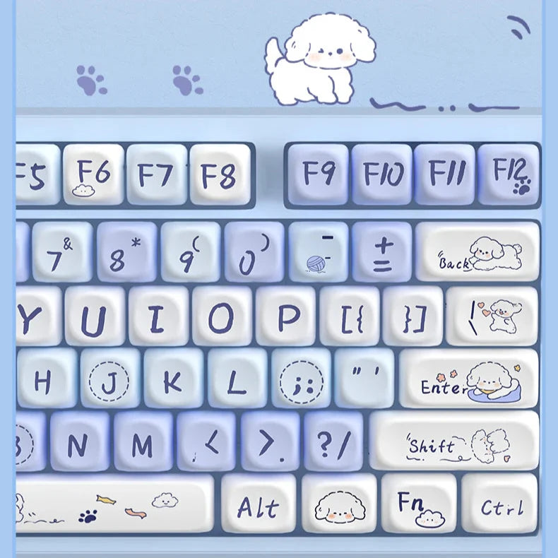 Juego de teclas con forma de cachorro juguetón kawaii