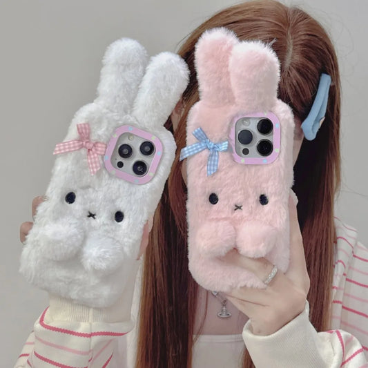 Coque iPhone en peluche lapin kawaii