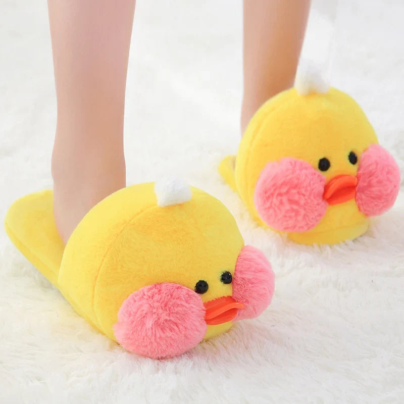 Chaussons en peluche Kawaii en forme de canard