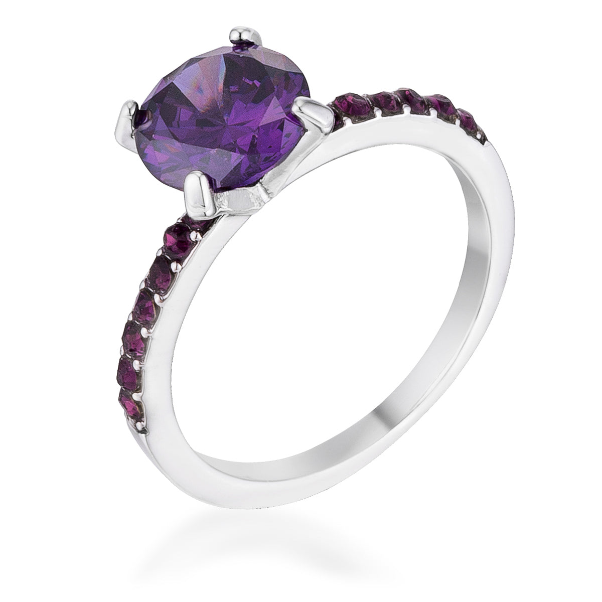 2.3Ct CZ Round Solitaire Pavé Band Ring