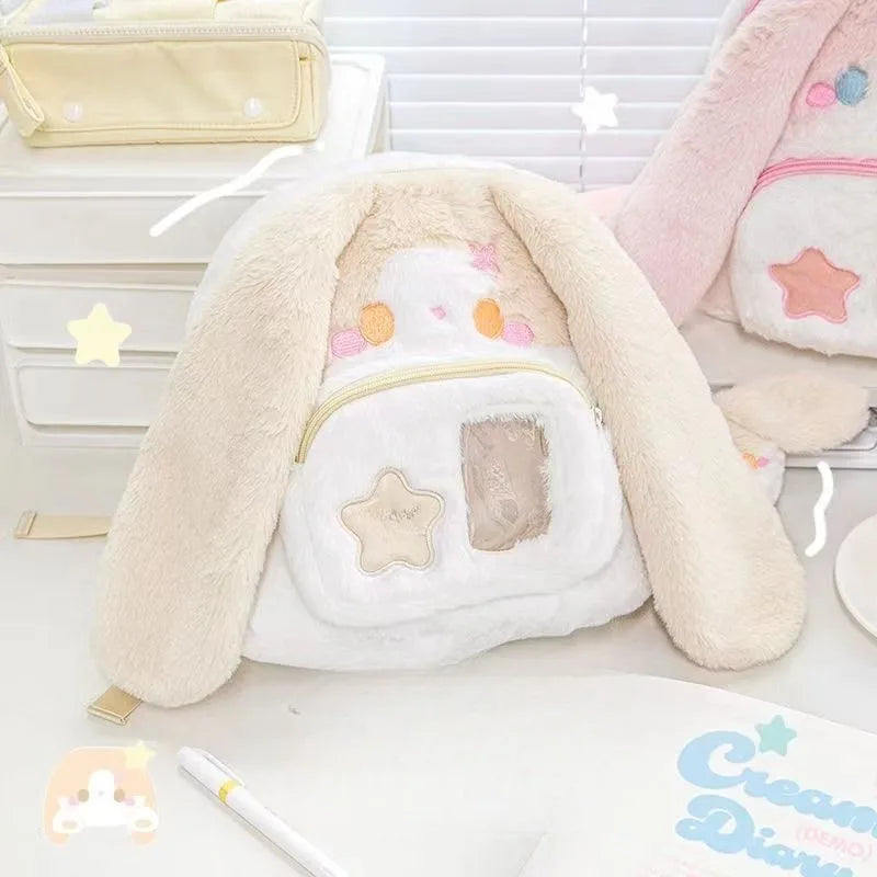 Mochila de conejito de peluche kawaii