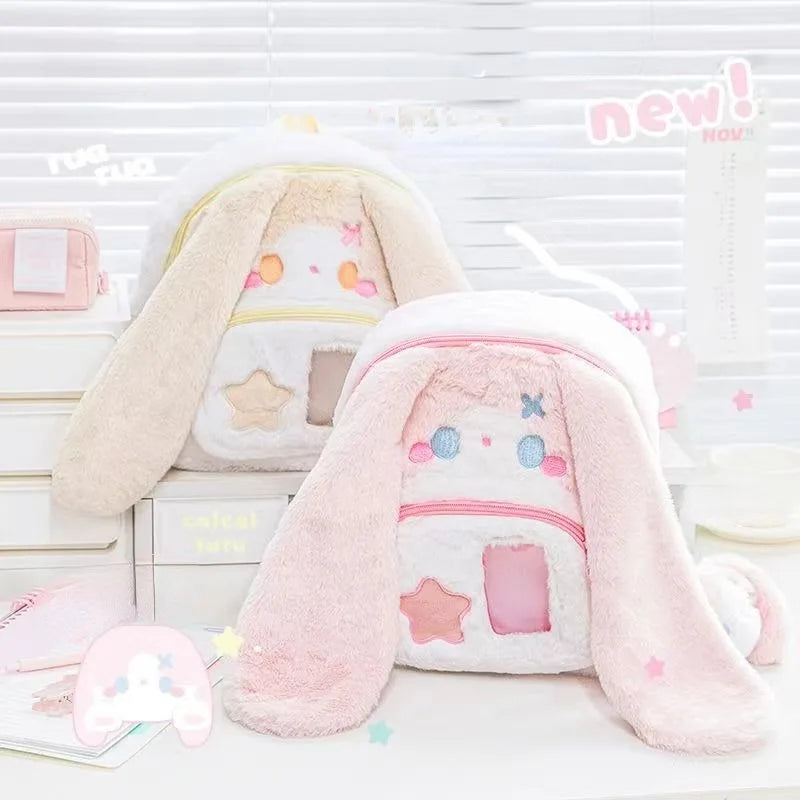 Mochila de conejito de peluche kawaii