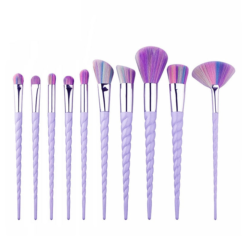 10 pinceaux de maquillage licorne
