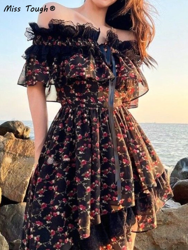 Sweet Floral Off-Shoulder Dress