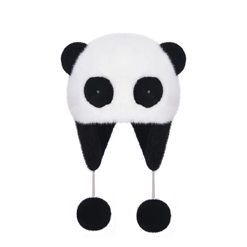 Chapeau panda en peluche
