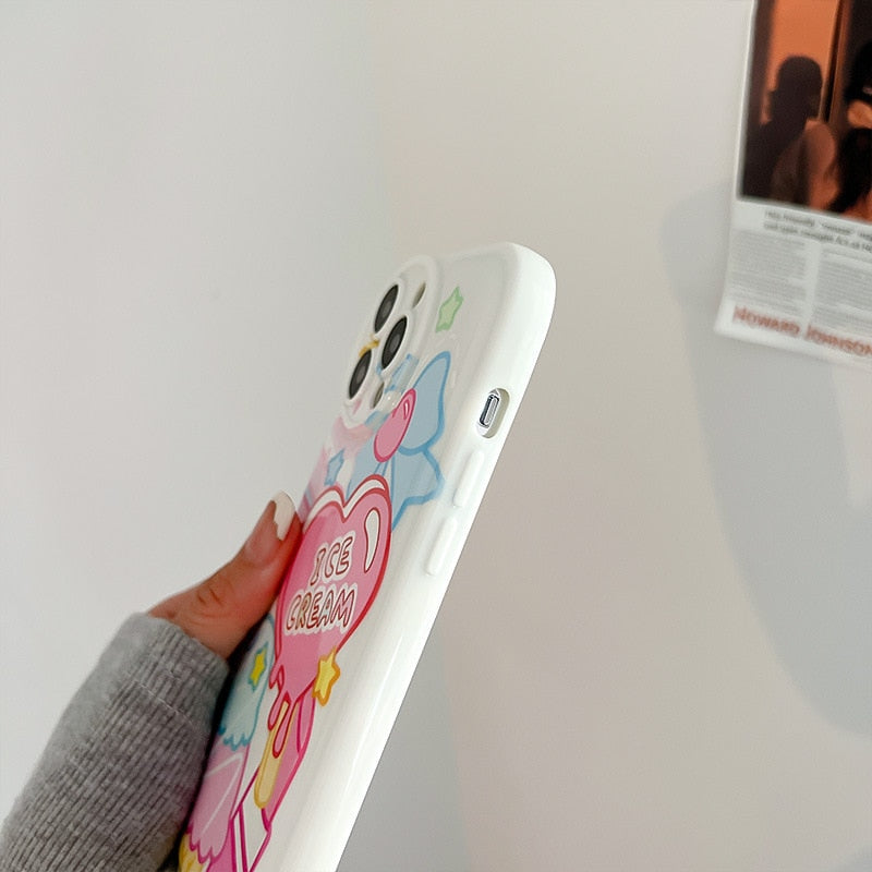 Coque iPhone à motif de glace au rouge à lèvres