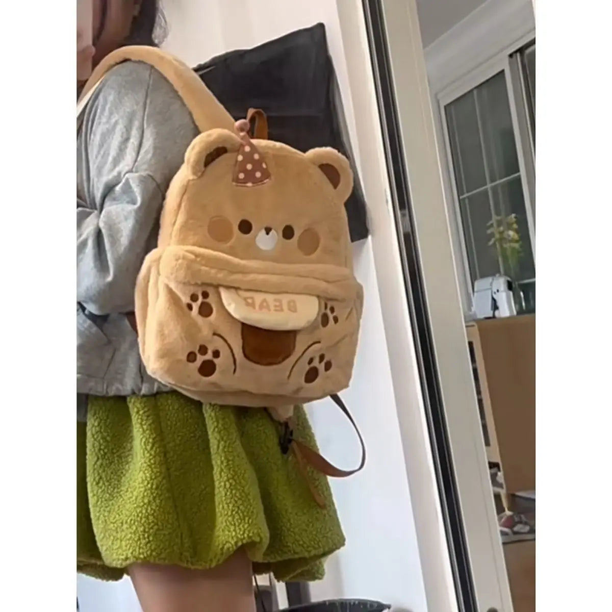 Sac à dos en peluche ours brun