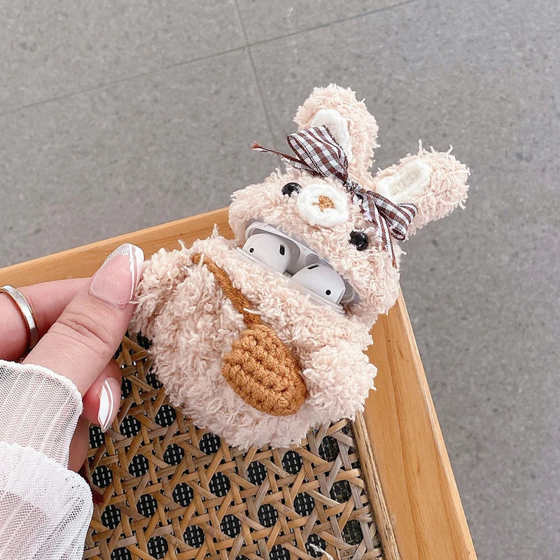 Étui AirPods en peluche lapin