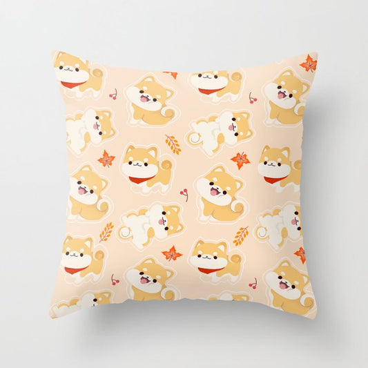 Housse de coussin à imprimé Shiba Inu