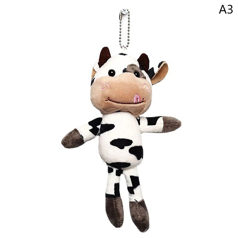 Llavero con colgante de peluche de vaca