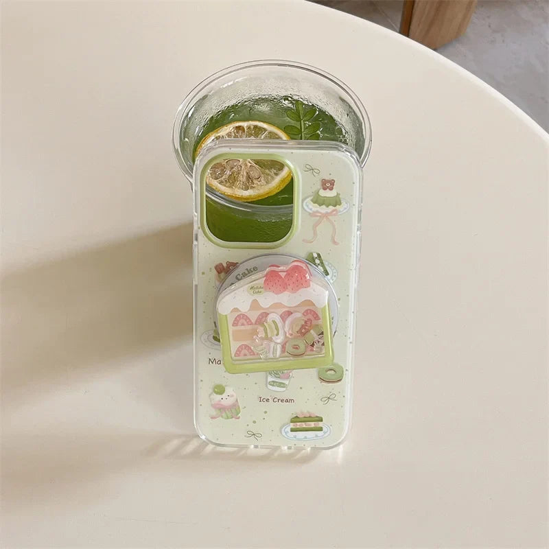 Support de téléphone gâteau matcha kawaii