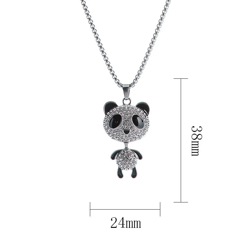 Collier avec pendentif panda mobile en strass