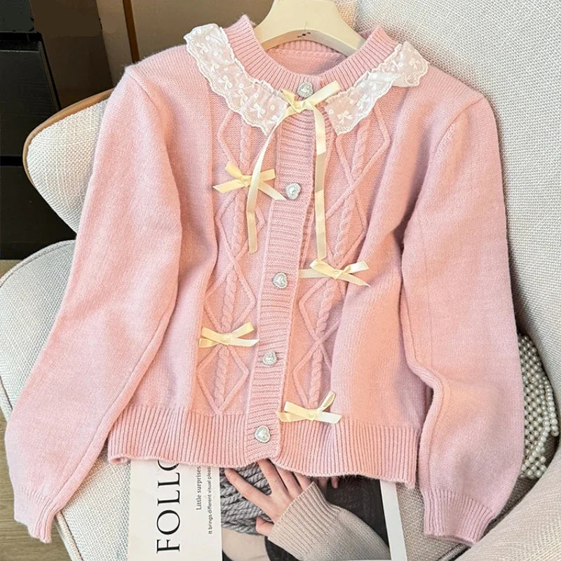 Cute Lace Collar Pastel Cardigans