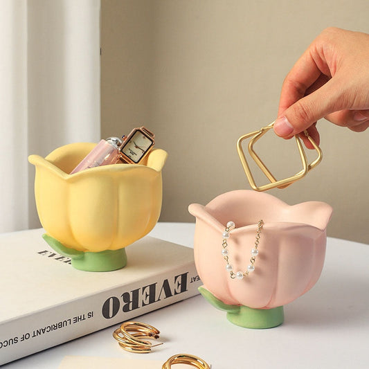 Boîte de rangement à fleurs pastel