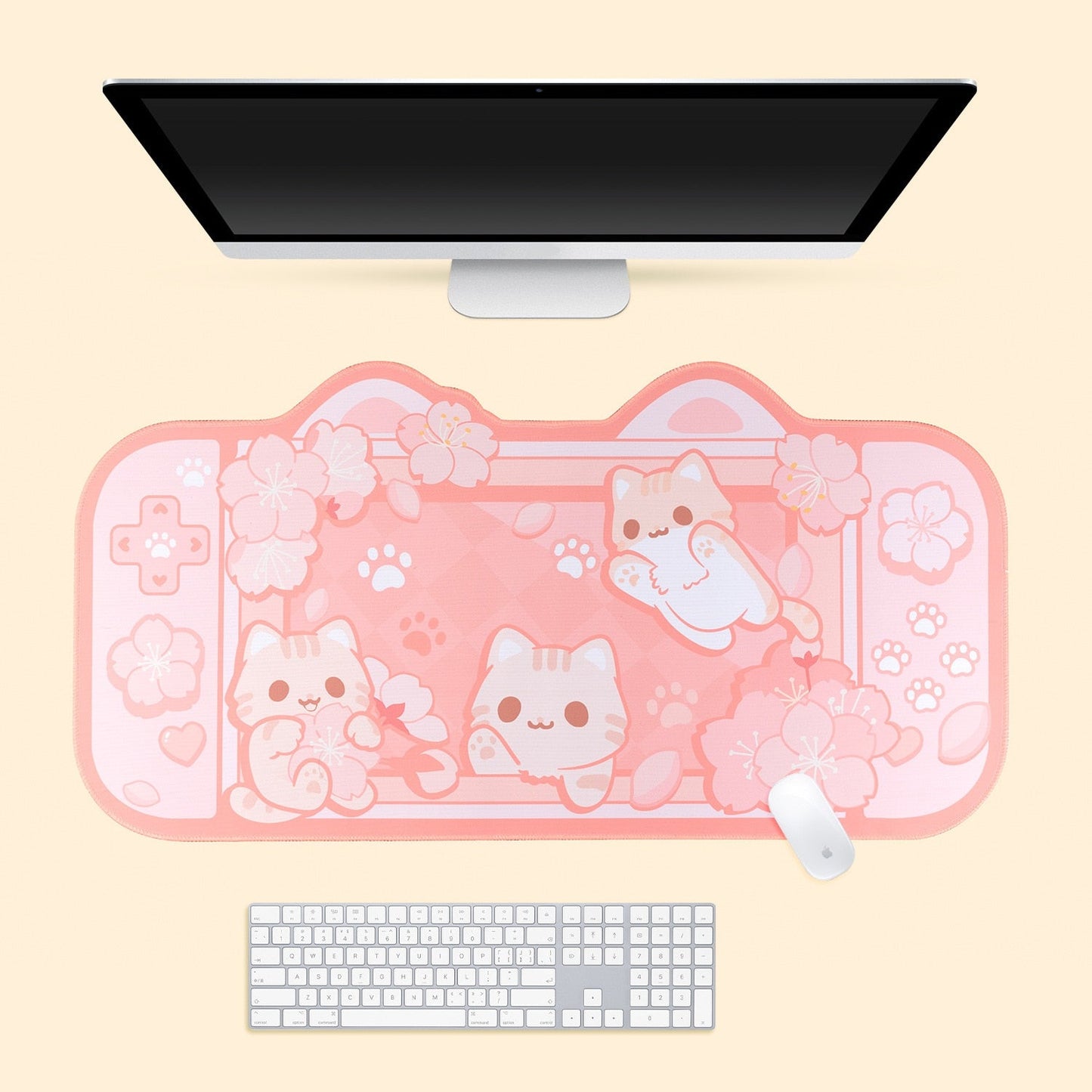 Almohadillas de escritorio con diseño de gato y conejo