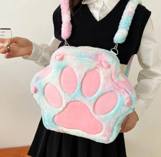 Sac à dos en peluche Kawaii avec patte
