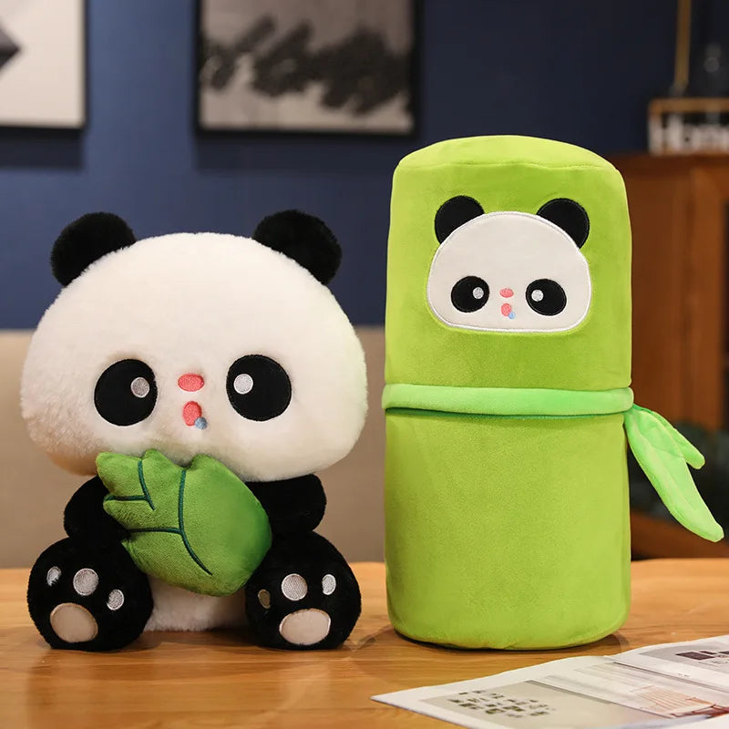 Peluches panda en bambou