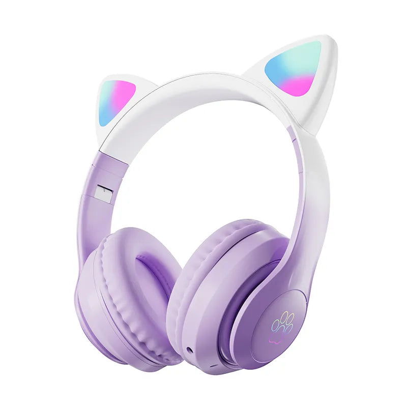 Casque de jeu à oreilles de chat avec lumières LED
