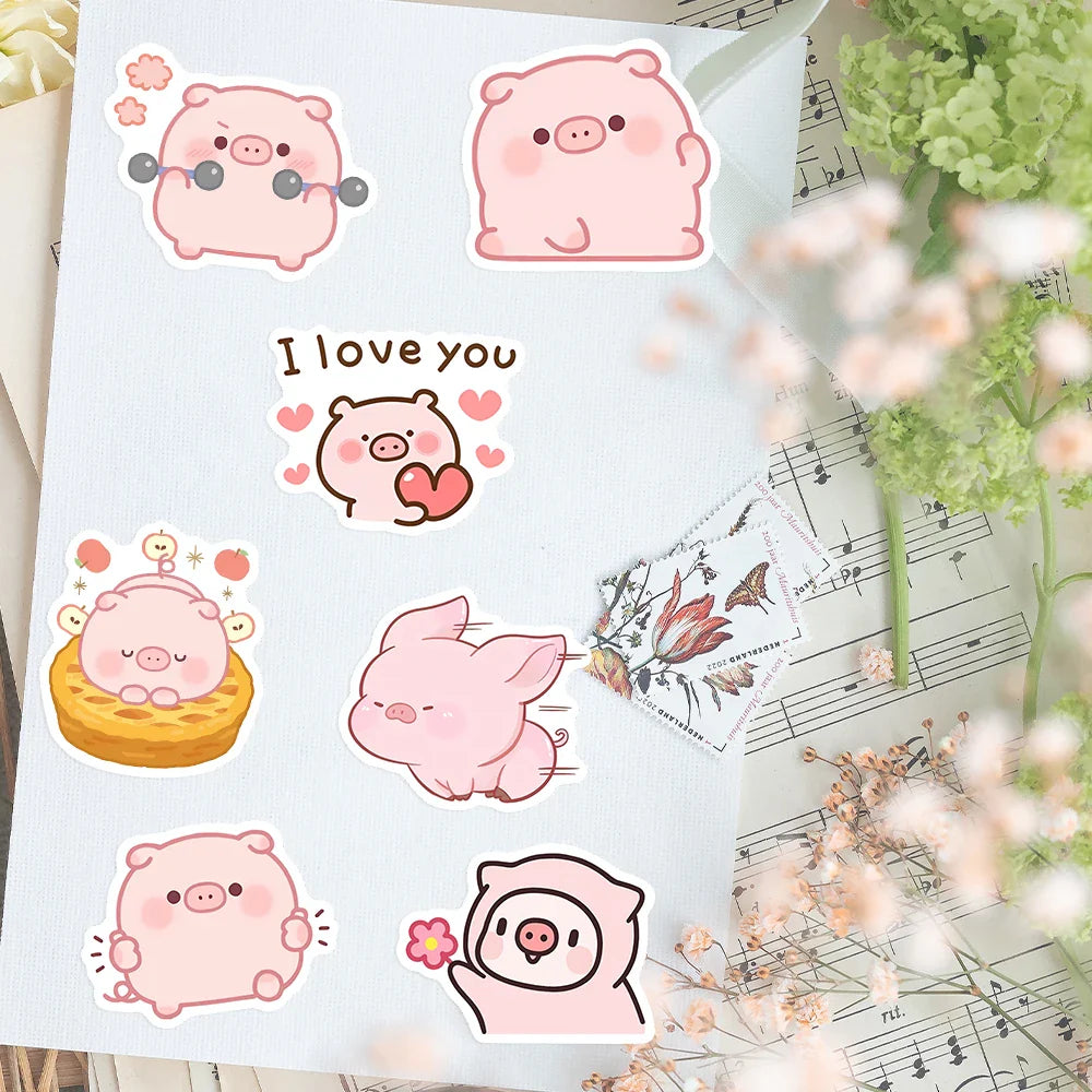 Pack d'autocollants cochon kawaii
