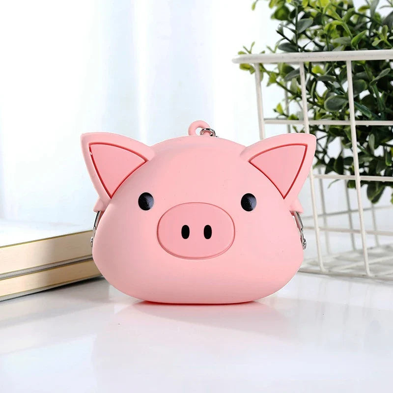 Porte-monnaie en silicone Cochon rose