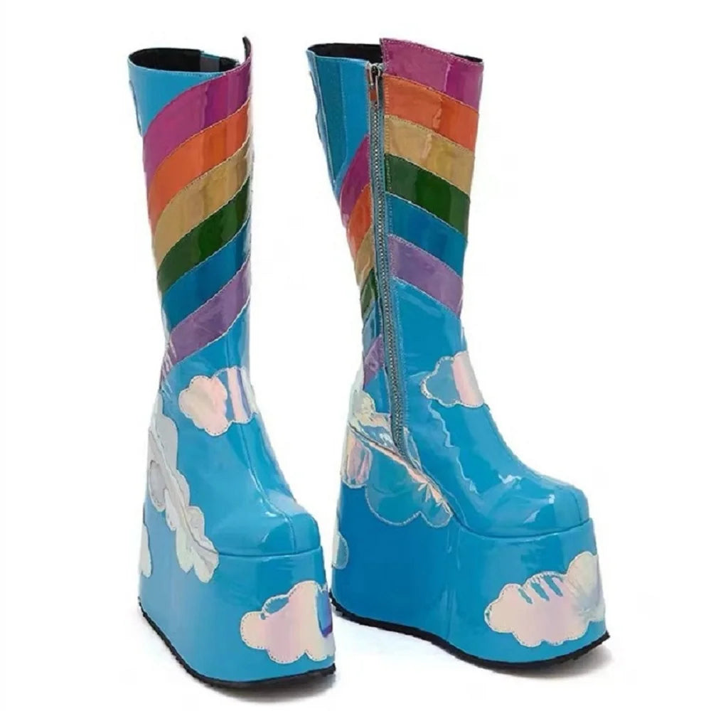 Bottes à plateforme Rainbow Clouds