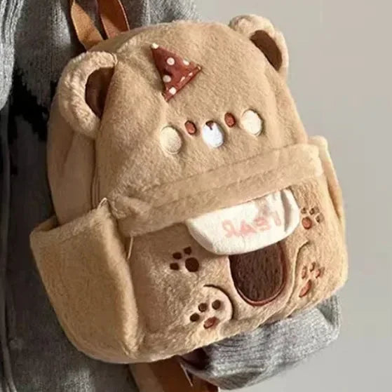 Sac à dos en peluche ours brun