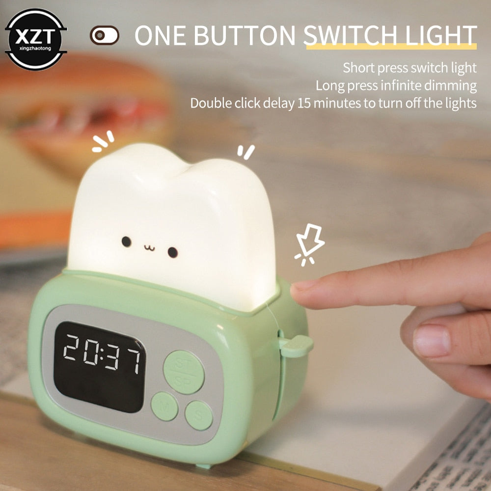 Reloj despertador tostador con luz nocturna