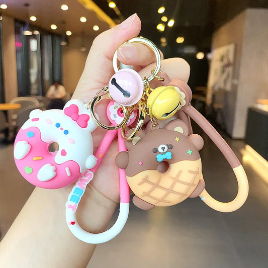 Porte-clés animaux en forme de beignet