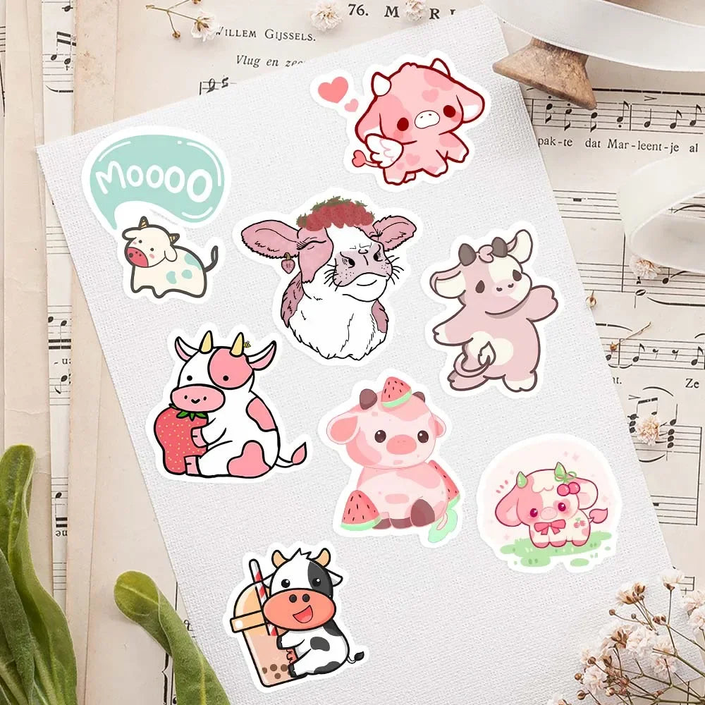 Pack d'autocollants vache kawaii