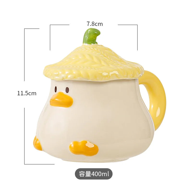 Tasse canard Kawaii avec couvercle