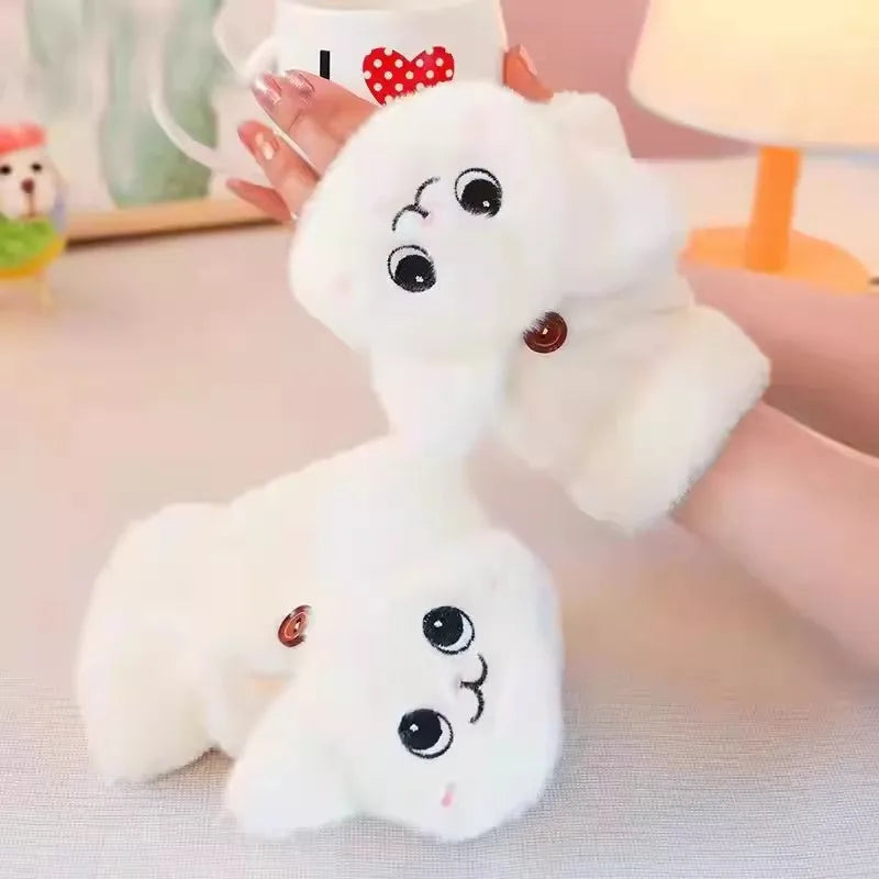 Mitaines en peluche chat kawaii