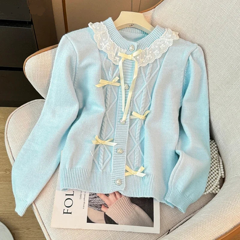 Cute Lace Collar Pastel Cardigans