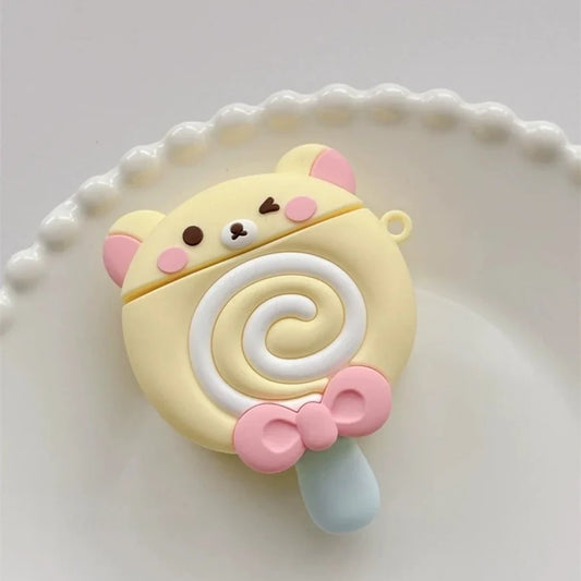 Kawaii Bear Lollipop AirPods Case