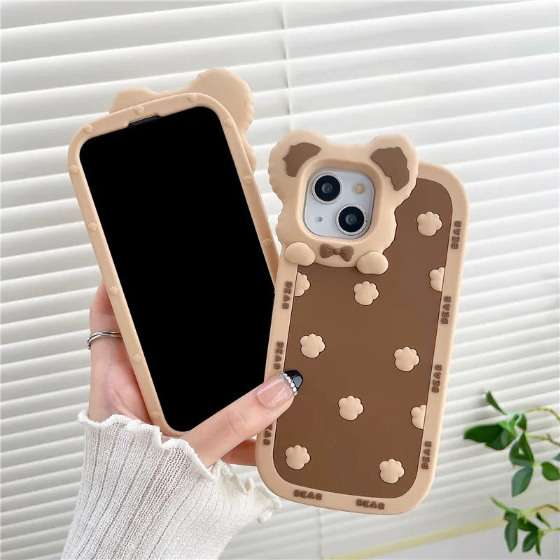 Coque iPhone avec empreintes d'ours et de pattes mignonnes