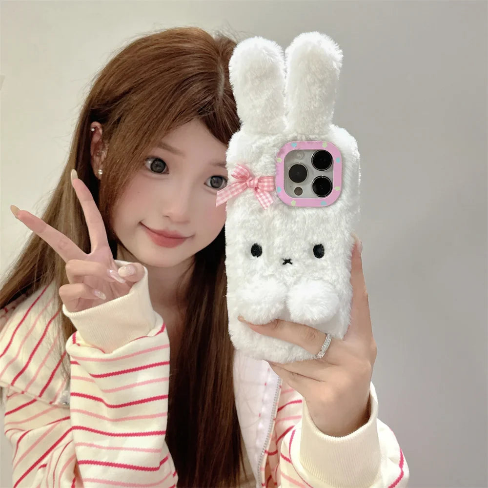 Coque iPhone en peluche lapin kawaii