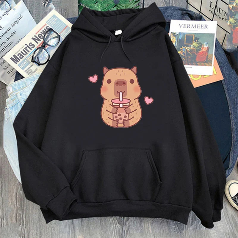 Capybara Hearts Boba Tea Hoodie