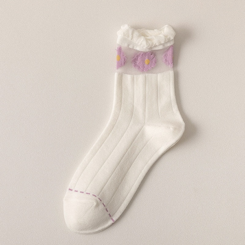 Purple Floral Socks