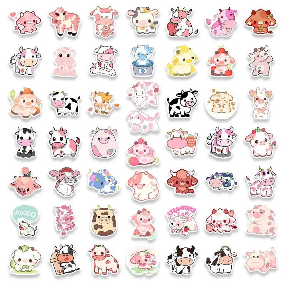 Pack d'autocollants vache kawaii