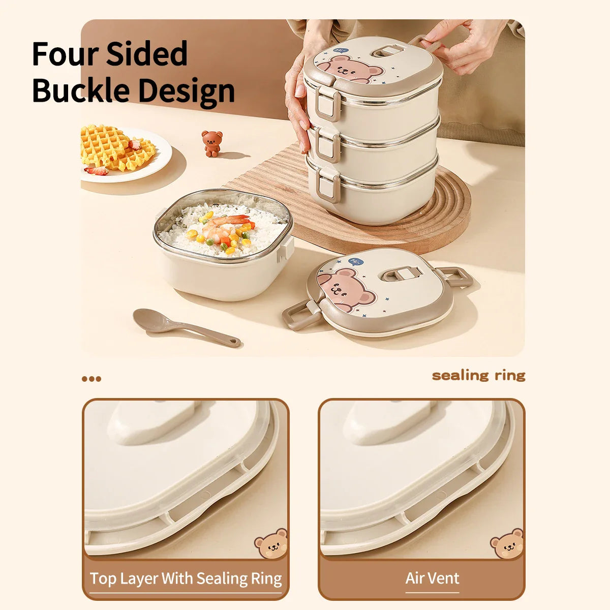 Cajas bento apilables de acero inoxidable