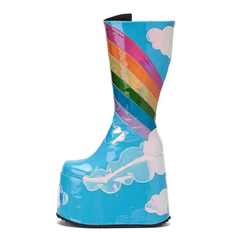 Bottes à plateforme Rainbow Clouds