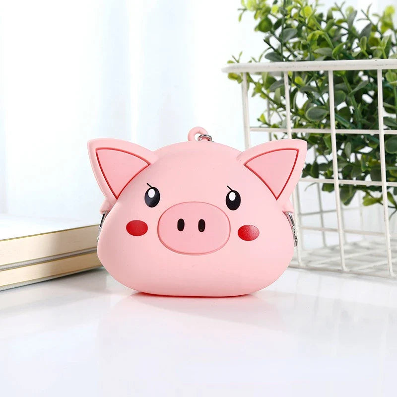 Porte-monnaie en silicone Cochon rose