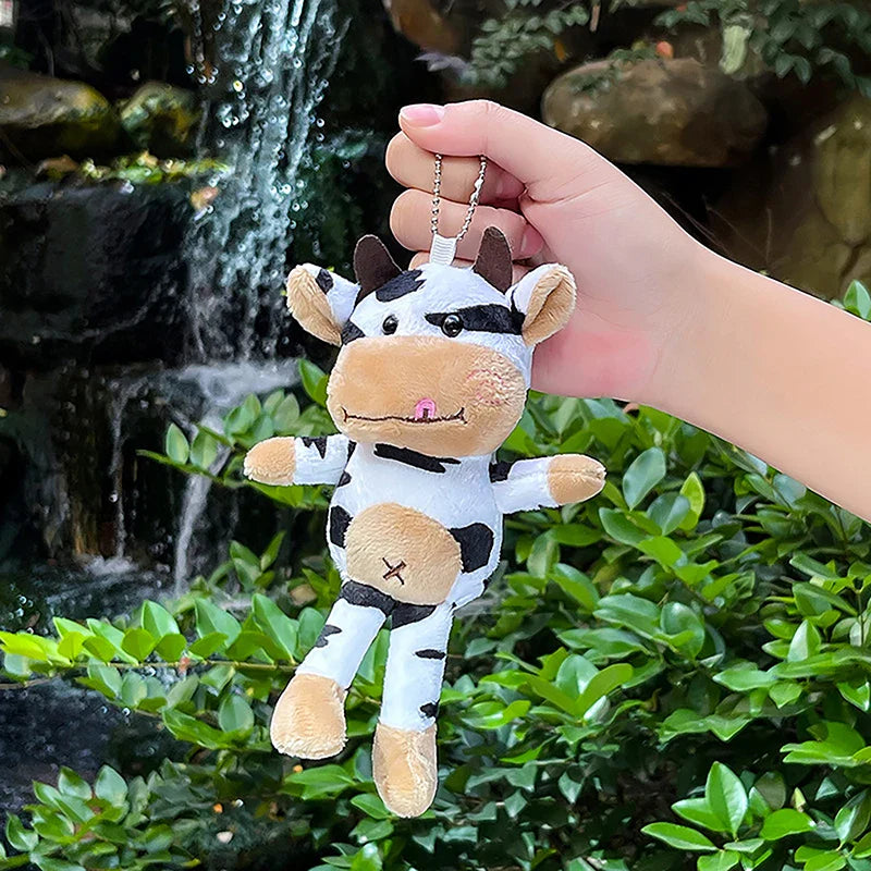 Llavero con colgante de peluche de vaca