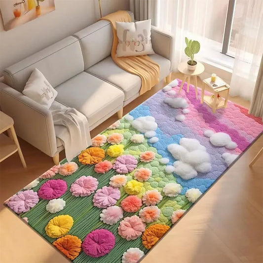 Tapis à fleurs en peluche vibrantes