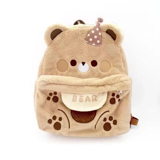 Sac à dos en peluche ours brun