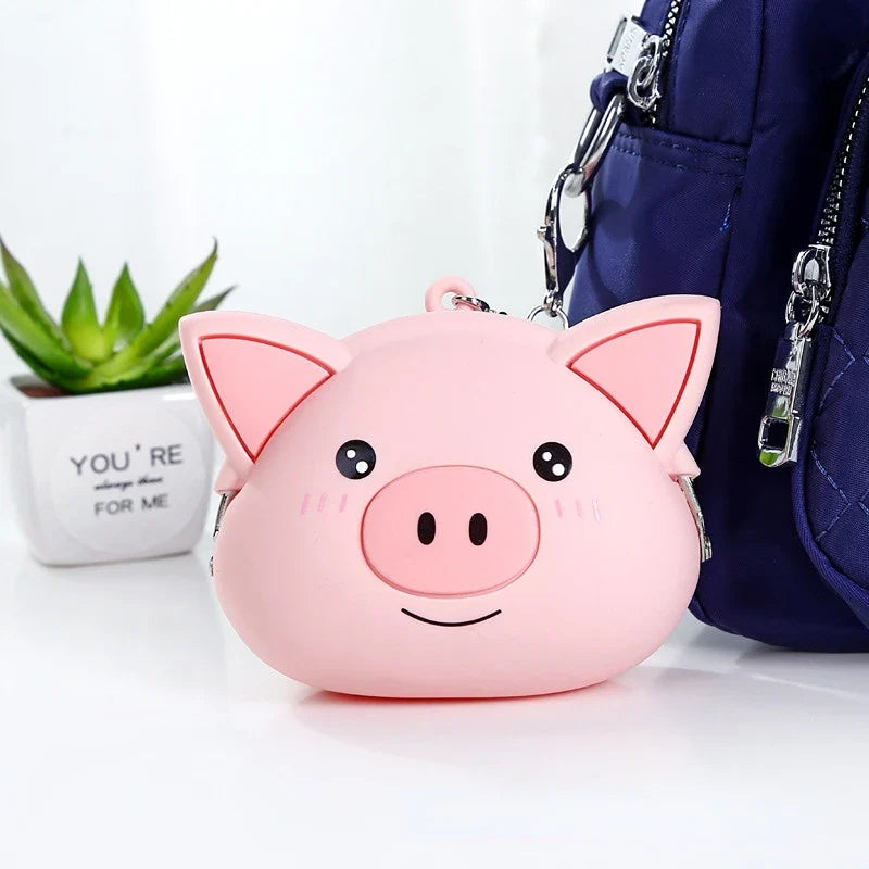Porte-monnaie en silicone Cochon rose