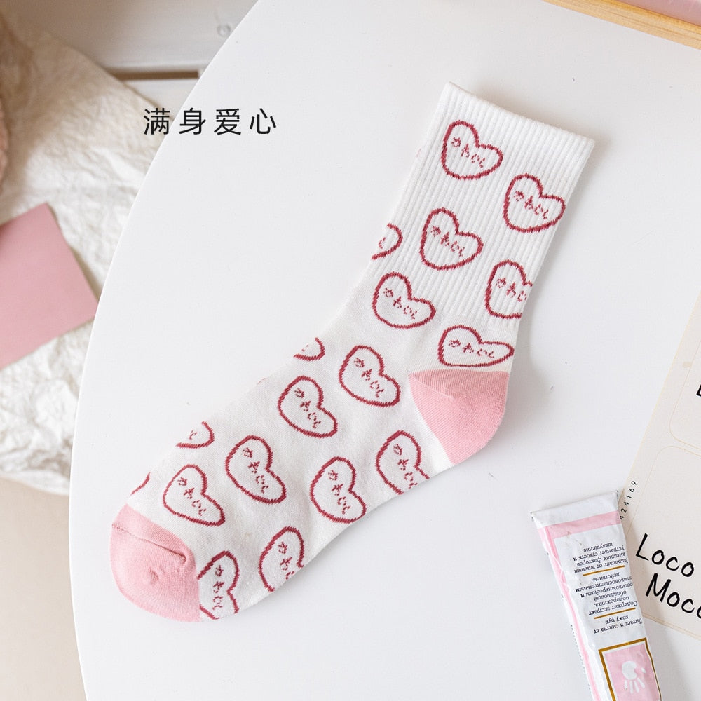 Pink and White Socks